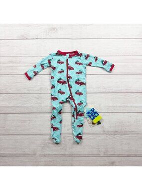 Kickee Pants Holiday Footie Pajamas Cars Tree Print NWT 3-6 Months